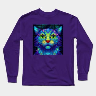 Tiffany Glass Cat Mosaic Long Sleeve T-Shirt